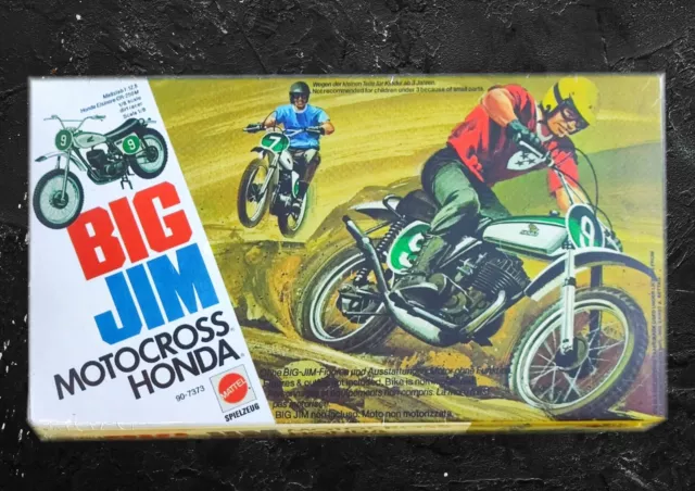 🥇 BIG JIM MATTEL 💪 MOTO HONDA ELSINORE 💪 No.7373 1976 ☆ customBOX ☆ COMPLETO!