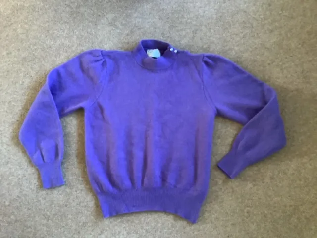 1990s Vintage Benetton wool angora blend purple ladies jumper size Small