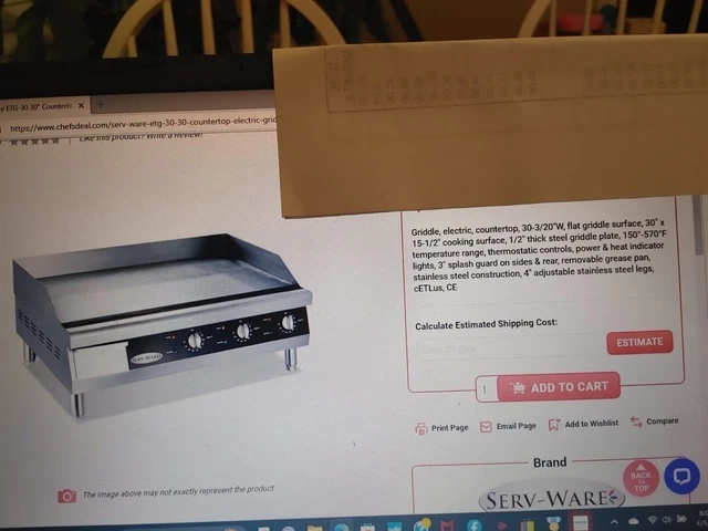 Serv-Ware 30" Electric Griddle with Thermostat