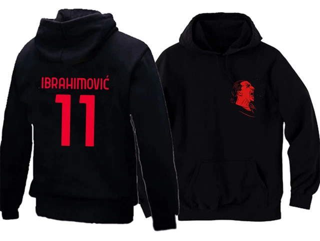 Felpa IBRA milan con cappuccio nera uomo e bambino zlatan ibrahimoc numero 11