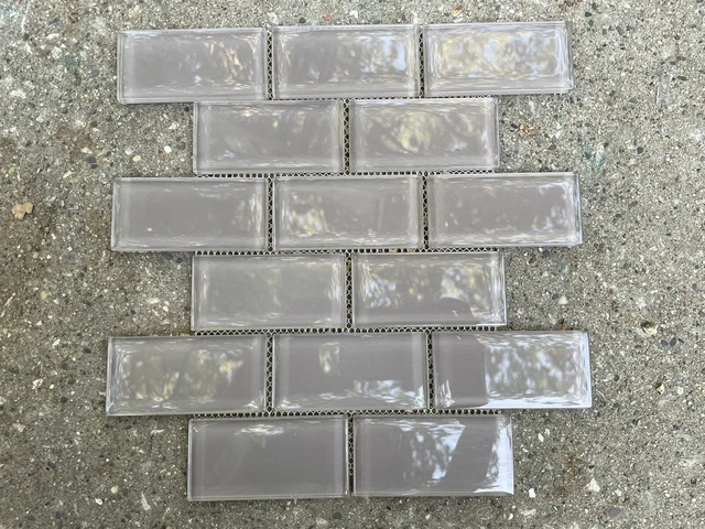 8 Pack Glass Kitchen Wall Backsplash Subway Tile Mesh Back Tan American Olean