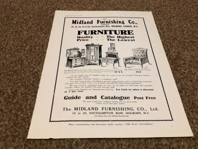 Framed Advert 11X8 Midland Furnishing Co Ltd - High Quality Furniture