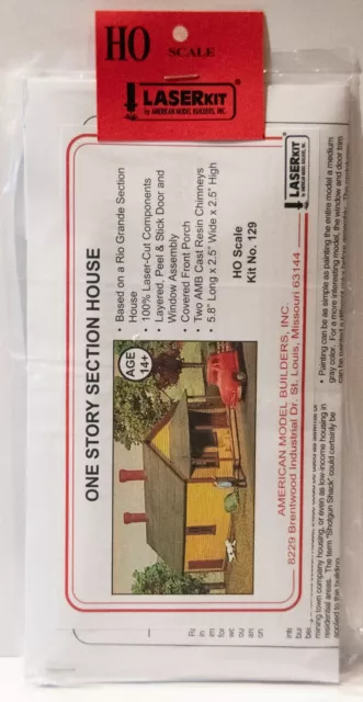 American Model Builders, Inc HO #129 One-Story Section House -- 5-3/4 x 2-1/2 x