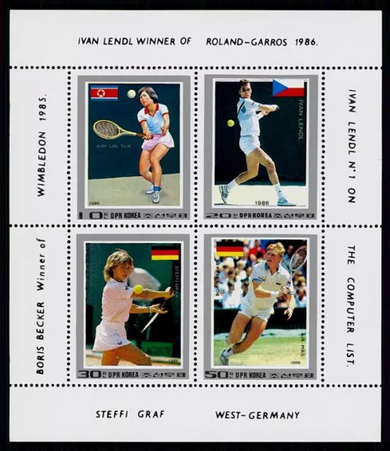 KOREA BLOCK 1986 ** SPORT TENNIS STEFFI GRAF BORIS BECKER IVAN LENDL id46