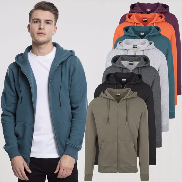 Urban Classics Herren Basic Hoodie Herrenjacke Hoody Sweat Jacke Kapuzenpullover