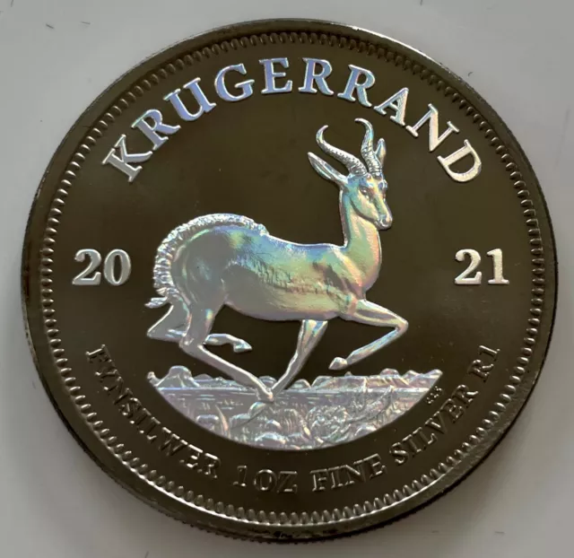 2021 Südafrika Krügerrand holographische & Ruthenium 1 Oz 0,999 Silbermünze