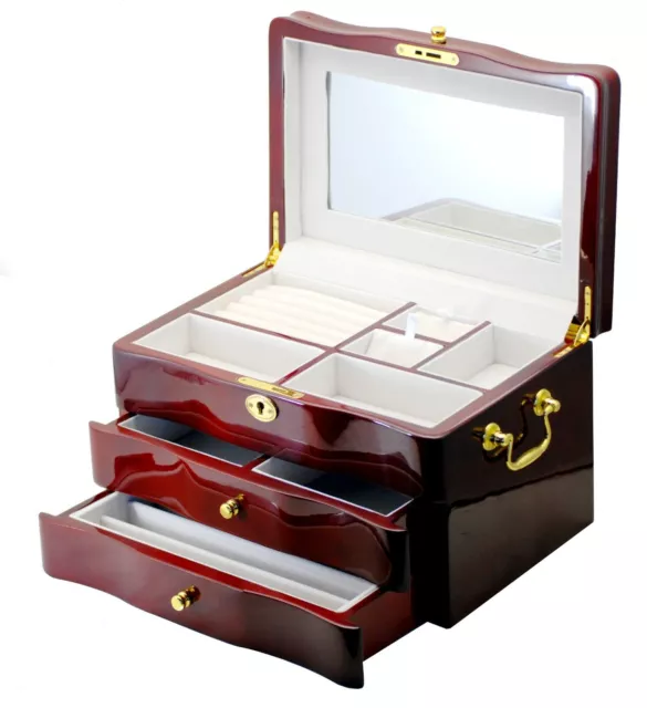 New Large Luxury Wooden Jewellery Box Piano Finish JB015ACHE