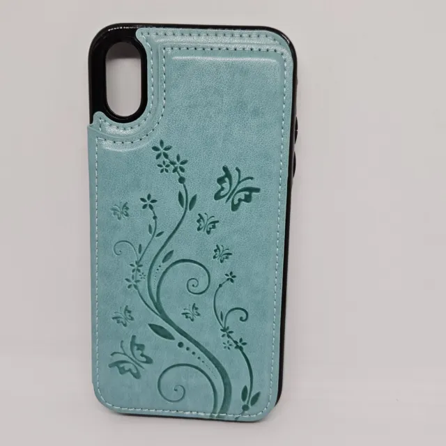 hoofur slim wallet case compatible with iphone xr flower shockproof