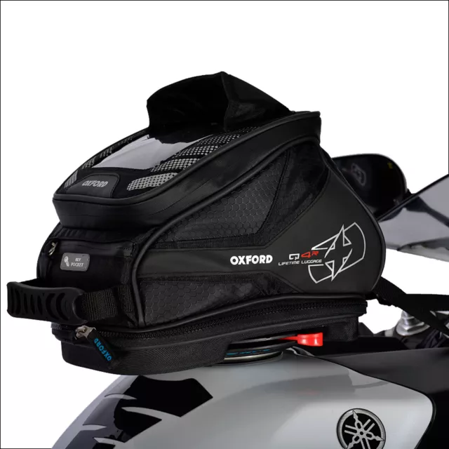 Oxford Q4R Motorcycle Tank Bag Lifetime Quick Release Motorbike Luggage Black