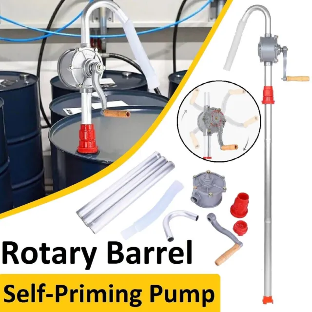 Rotary Barrel Transfer Drum Syphon Hand Pump Oil Diesel Fuel Self Priming Pump