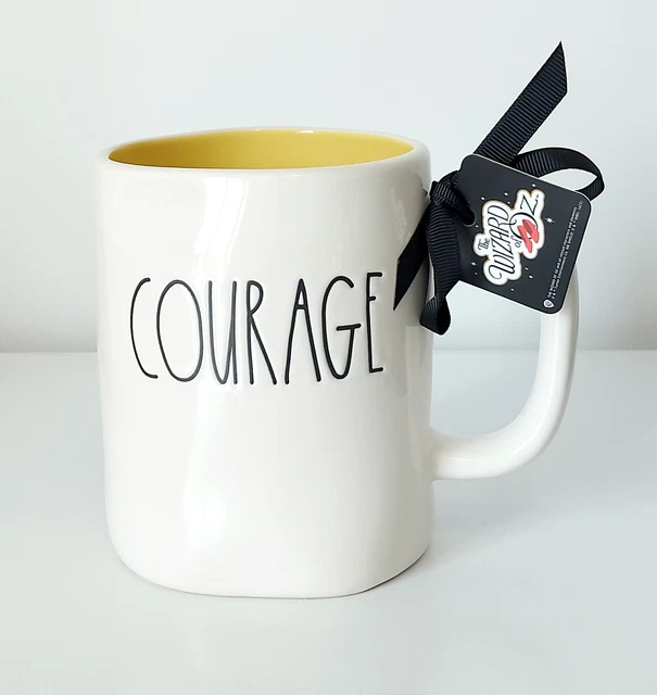 Rae Dunn COURAGE Coffee Tea Mug Cup 18 Oz The Wizard of Oz Cowarly Lion NEW
