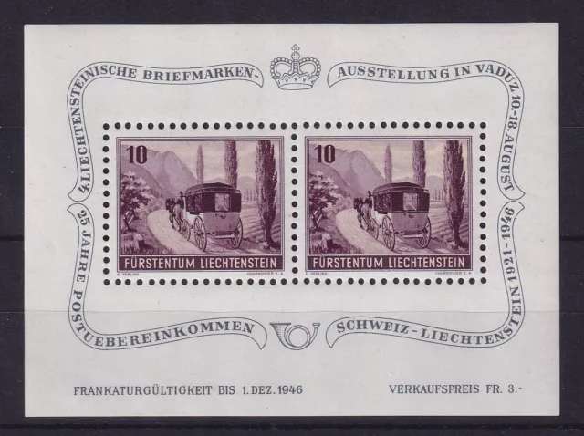 Liechtenstein 1946 Briefmarkenausstellung Vaduz  Mi.-Nr. Block 4  postfrisch **