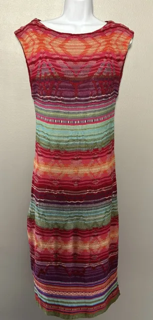 Lauren Ralph Lauren Rainbow Indian Tribal Linen Sleeveless Sweater Dress sz. L