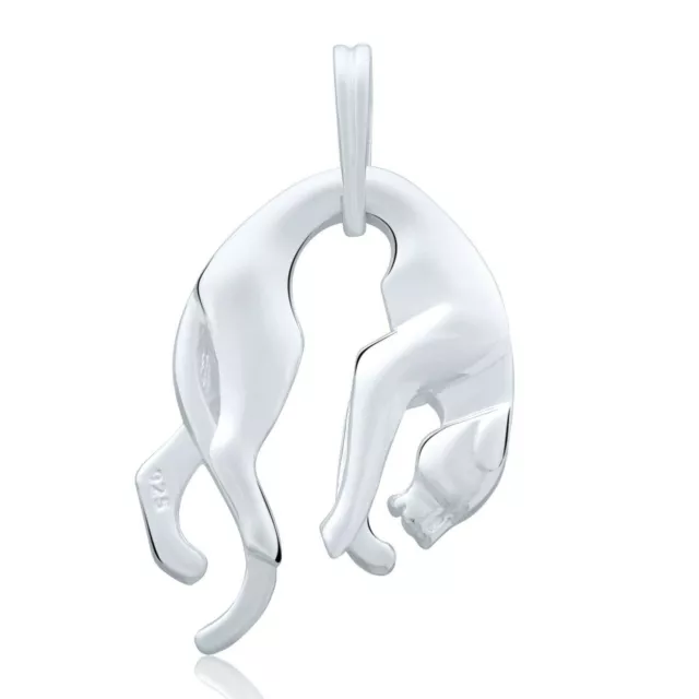 Panther Pendentif Grand Massif 925 Argent Sterling Puma Poli Martelées Unisexe