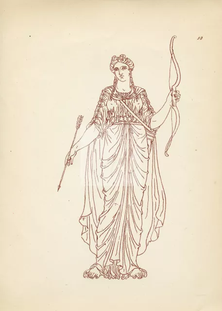 VINTAGE Costume Print - Artemis with Skirts Let Down #I759