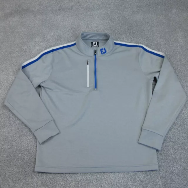 Footjoy Golf Top Mens Small Grey Mid Layer Athletic Fit Quarter Zip Taped FJ