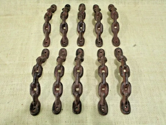 10 Large Cast Iron Antique style CHAIN Barn Handle, Gate Pull, Shed Door Handles