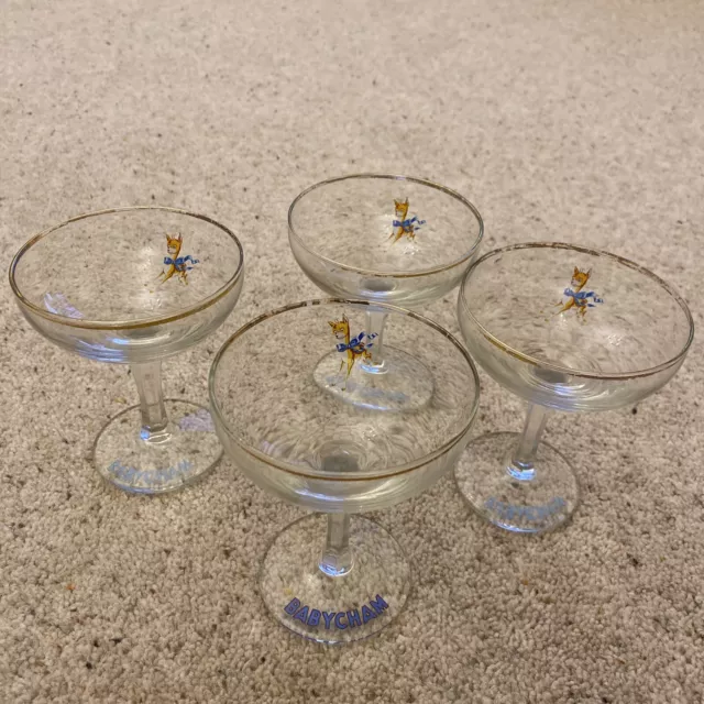 Vintage Original 1960s Babycham Bambi glasses x 4