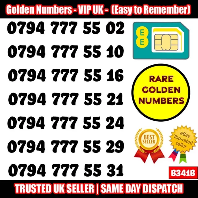 Golden Number VIP UK SIM - LOTTO numeri facili da ricordare e memorizzare - B341B