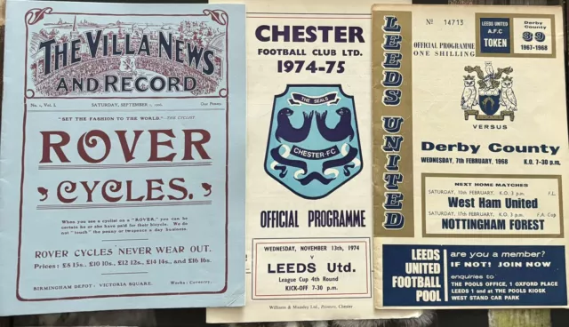 2 X Leeds United Programmes From 1960/70s And 1 X Villa News Reprint