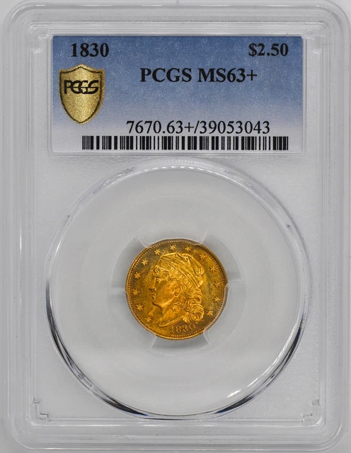 1830 Capped Bust $2.5 Pcgs Ms 63+