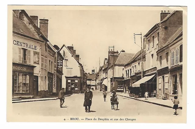 France carte postale ancienne BROU Place du Dauphin et rue des changes