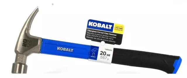 1 Ct Kobalt 20 Oz 0880352 Fiberglass Curved Claw Magnetic Forged Steel Hammer