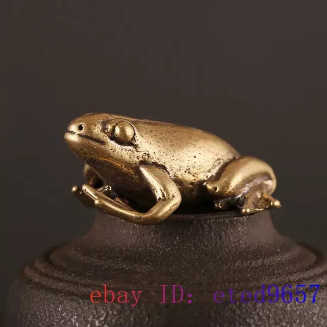 Brass Frog Figurines Small Ornaments Pendant Sculptures Handmade Gifts DIY 2