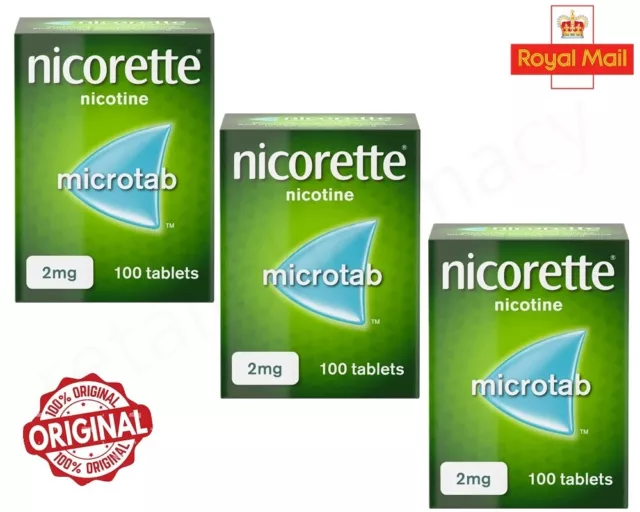 Nicorette Microtab 2 mg original 100 pestañas - caducidad 12/2024 paquete de 3 2