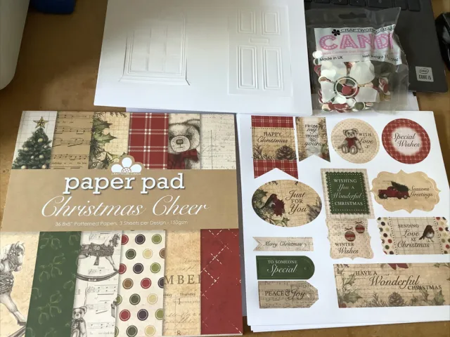 Craftwork Cards,Christmas Cheer , Paper Pad 8 X 8 New, Toppers And Other Bits