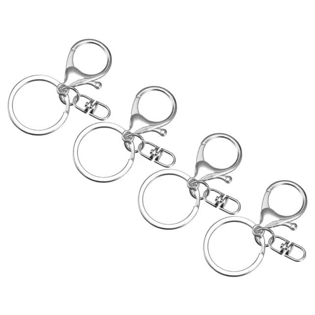 63mm Lobster Claw Clasps with Key Rings & Swivel Rings for DIY Silver 4Pcs