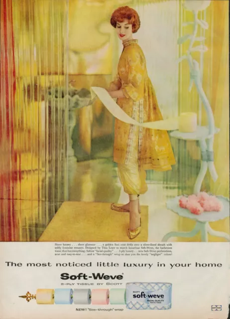 1959 Bathroom Tissue Soft Weve 1950s Vintage Print Ad Toilet Paper Color Luxury