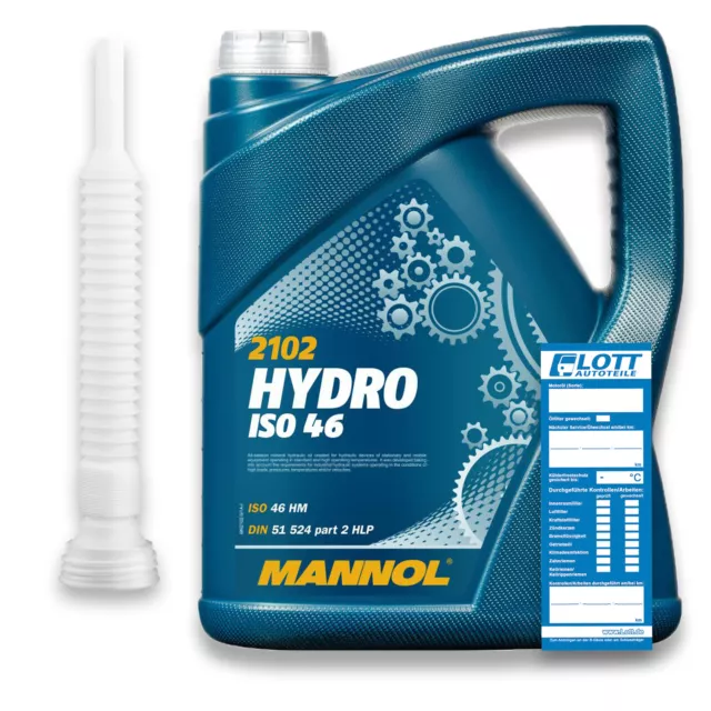 5L Mannol Hydrauliköl ISO46 HLP 46 Schmierstoff VDMA 24318 DIN51524/2 + Schlauch