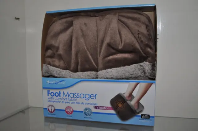 HEALTH TOUCH Foot Massager with Vibration BROWN Print Plush Comfort Fabric-NIB