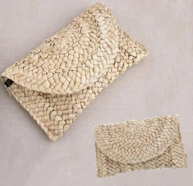 USA Vintage Boho Women Clutch Braided Handbag Summer Beach Bag Straw Knitted