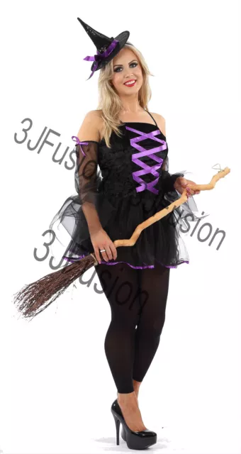 Adult Ladies Sexy Glamorous Witch Fancy Dress Costume Womens Halloween Horror EK