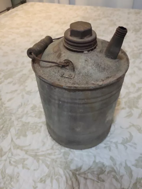 Small Vintage Galvanized Metal Gas Oil Kerosene Fuel Canister Can Container