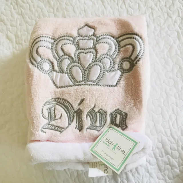 NEW Kidsline Pink Diva Baby Girl Blanket Fluffy Boa Princess Crown Gift 2