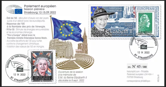 PE784 FDC European Parliament Hommage DEATH OF HM QUEEN ELIZABETH II 8 Sept 2022