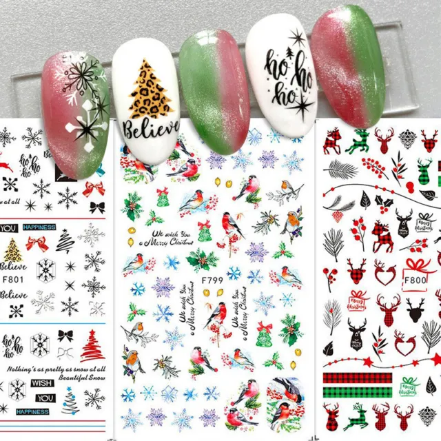 Nail Art Stickers 3D Nails Stickers Nail Foil Diy Christmas Snowflake Slider R 2