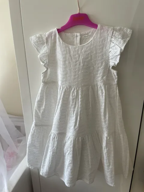 Next Girls White Summer Dress 5-6 Years 116cm Brand New With Tags