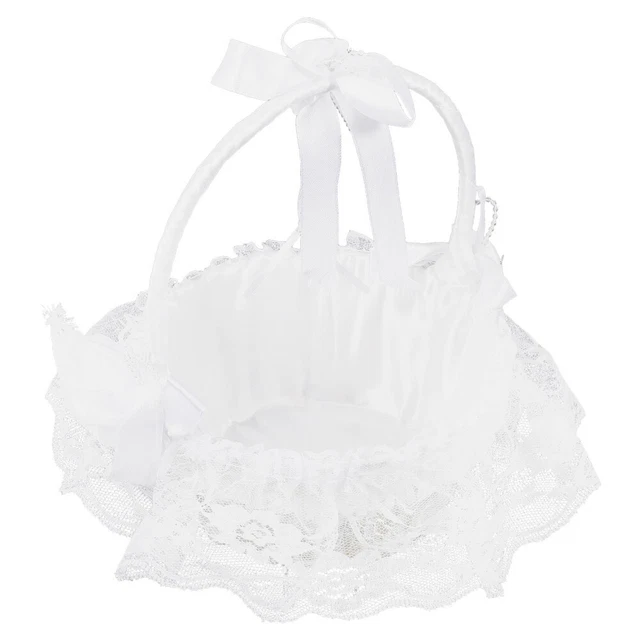 Cesto Matrimonio Pizzo Fiore Ragazza Cesto Petali Accessori Cerimonia Matrimonio