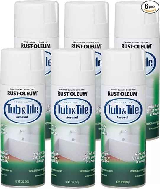 (6 Pack) Rust-Oleum Tub And Tile Spray Paint. 12 oz. White