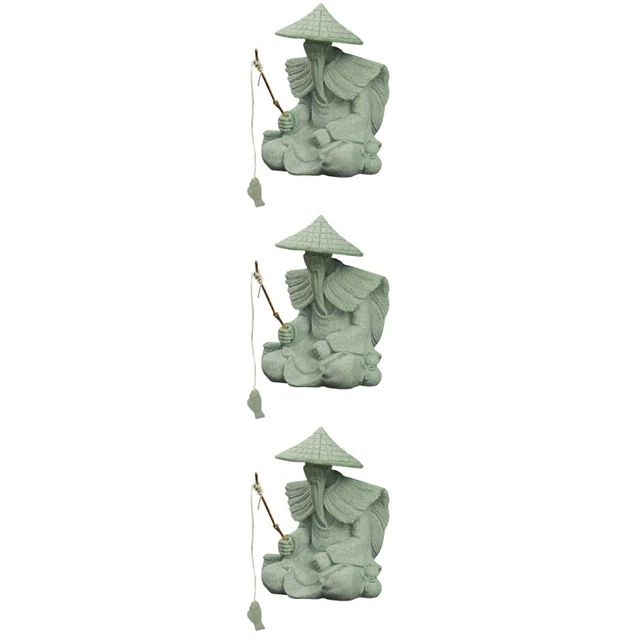 Livelyfish Aquaium Mini Fisheman Statue Asian Zen