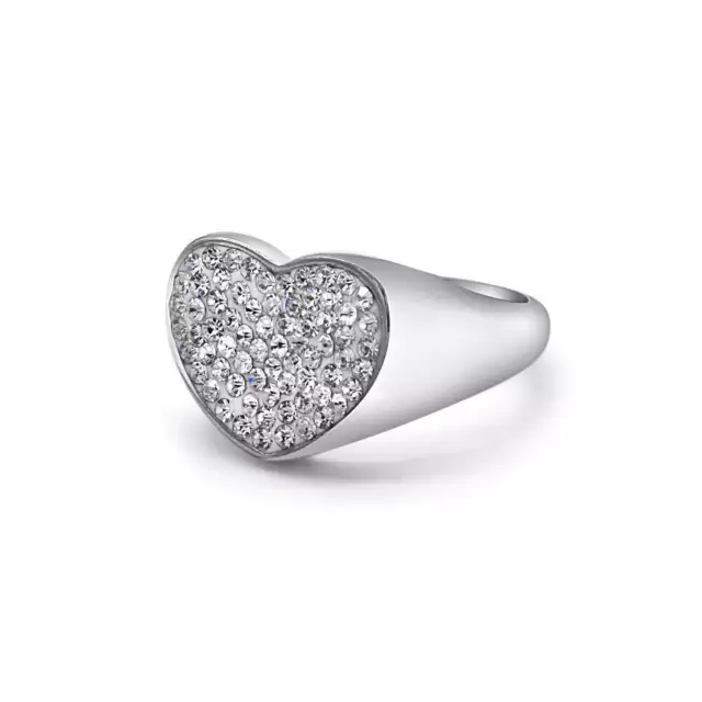 Ring Chevalier Heart Shape With Many Small Bright Zirconia For Small Finger. Si