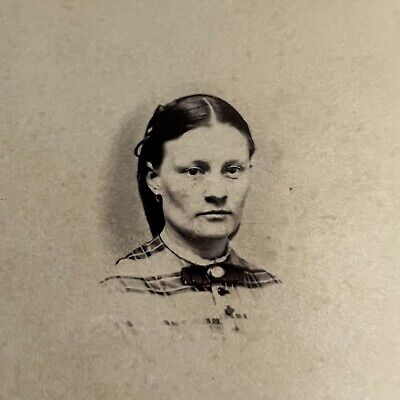 Antique CDV Photo Young Woman Snood Cheekbones Civil War 1860’s Wilkes-Barre PA