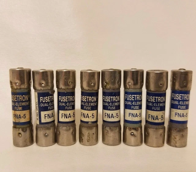 Lot De 8 Cooper Bussmann Buss Fusetron FNA-5 FNA5 5A 5 Amp Fusibles