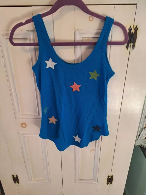 Chaser Blue Embroidered Star Tank Top Size Xs NWOT