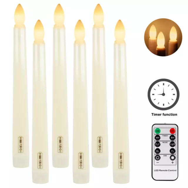 6 LED Velas de Varilla Velas de Mesa Optik-Wachs Punta Candelero Set 20cm