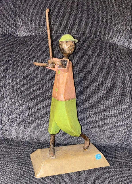 Original Authentic GOLFER FIGURINE SCULPTURE by MANUEL FELGUEREZ VINTAGE SIGNED